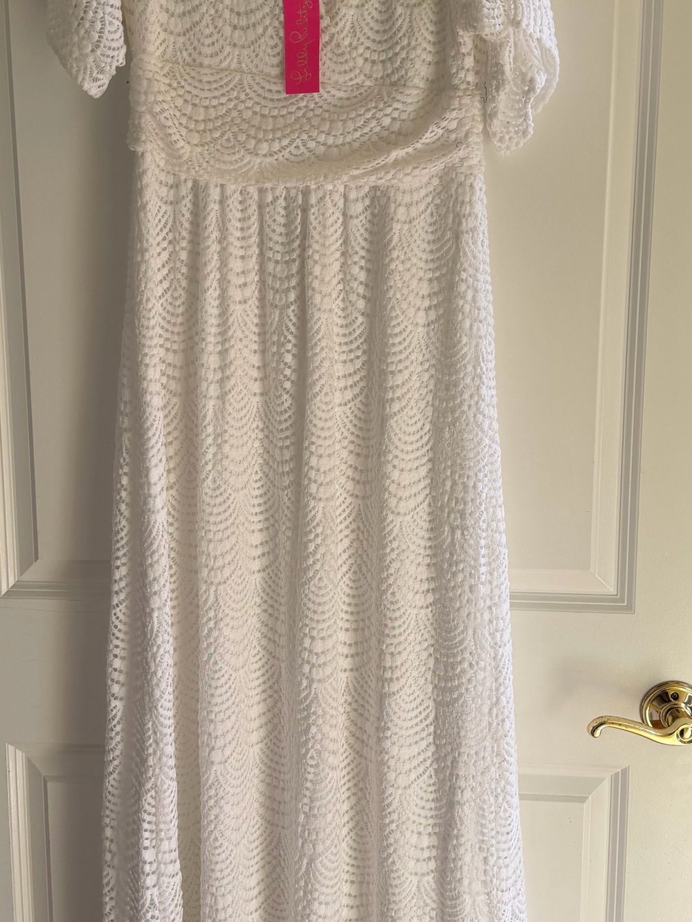 Lilly Pulizter Parigi Lace Maxi Dress white size Large NWT - Picture 3 of 11
